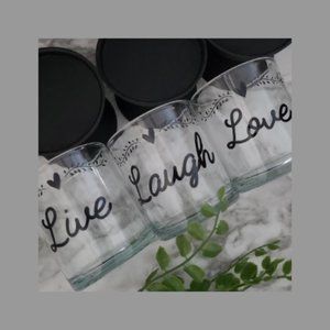 Live Laugh Love Votive Candle Holders (3 Votive, 3 Pedestal)